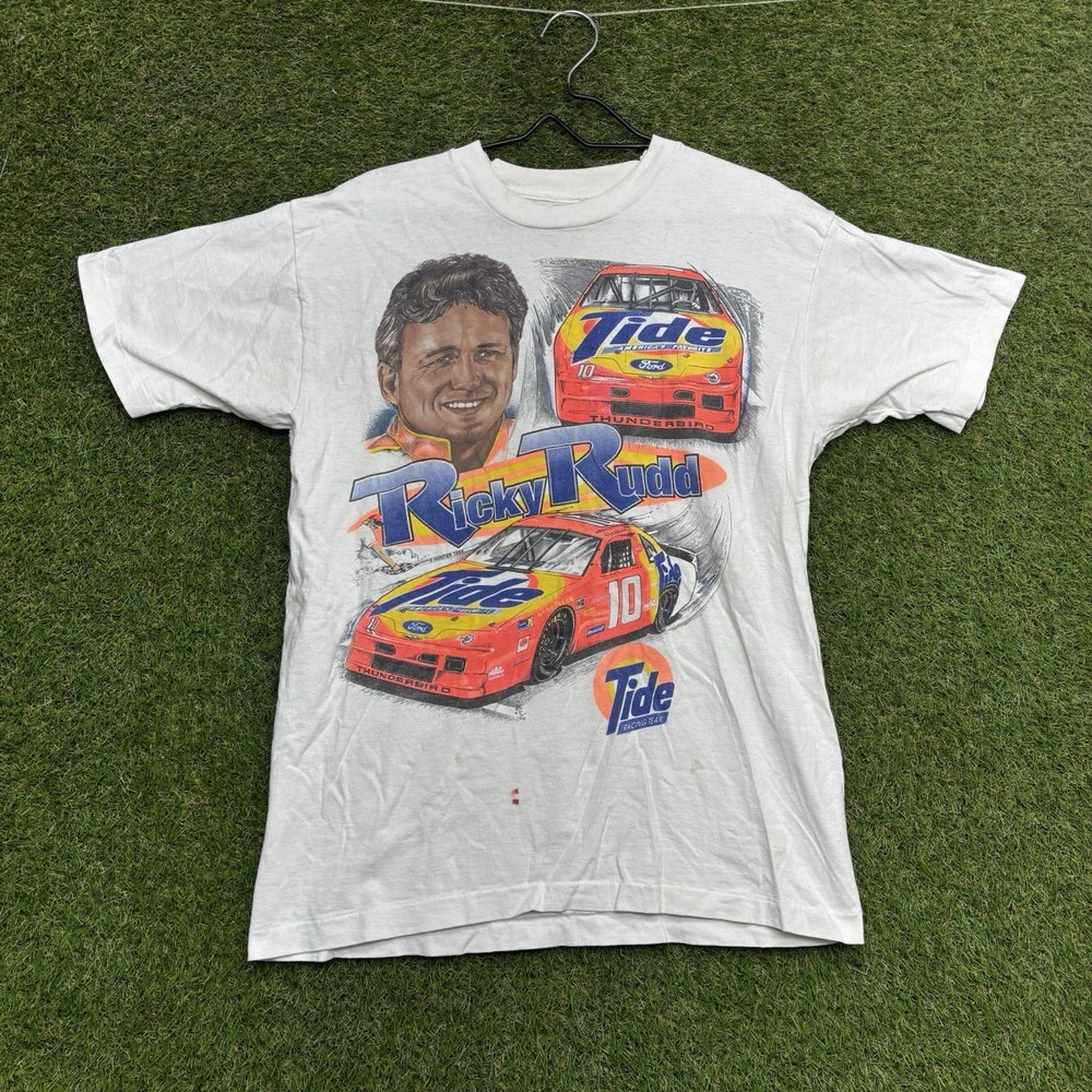 Vintage Ricky Rudd Tide Racing Shirt Mens Large NASCAR USA Made Single Stitch